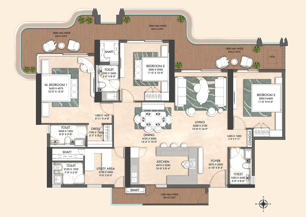 3 BHK + SERVANT